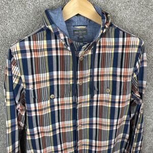 LL Bean Signature Plaid Button Up Hoodie Shirt Mens Large Casual Outdoor